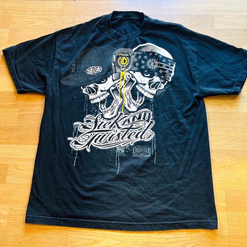 VTG Y2K DYSE ONE T SHIRT XL TATTOO BIKER SKULL SKATE
